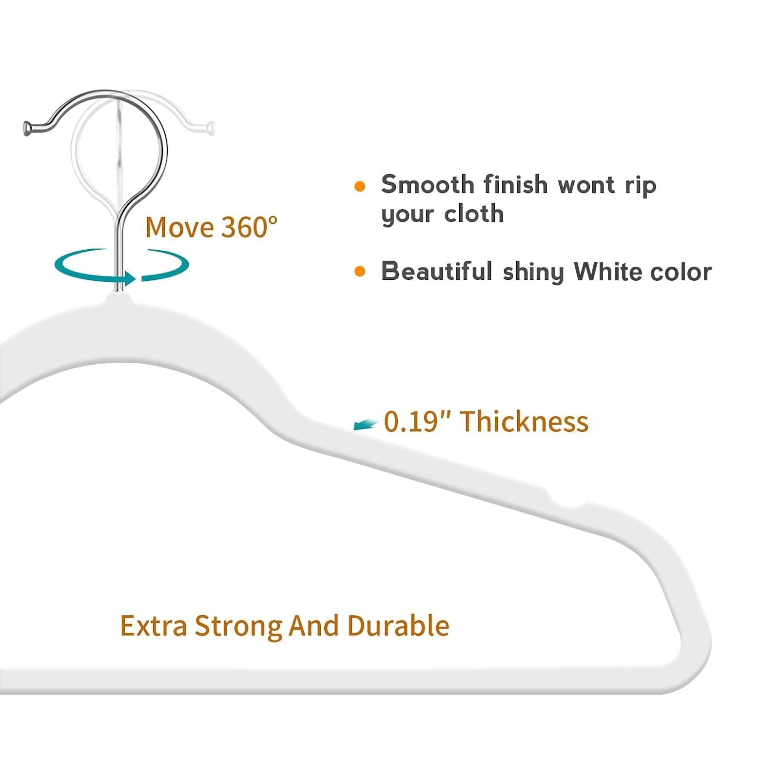 50 Plastic Hangers 17.7 Inch Non-slip  Space Saving Closet Organizers Heavy Duty Slim For Pants Shirts Coats (white Ultra Thin & Durable)