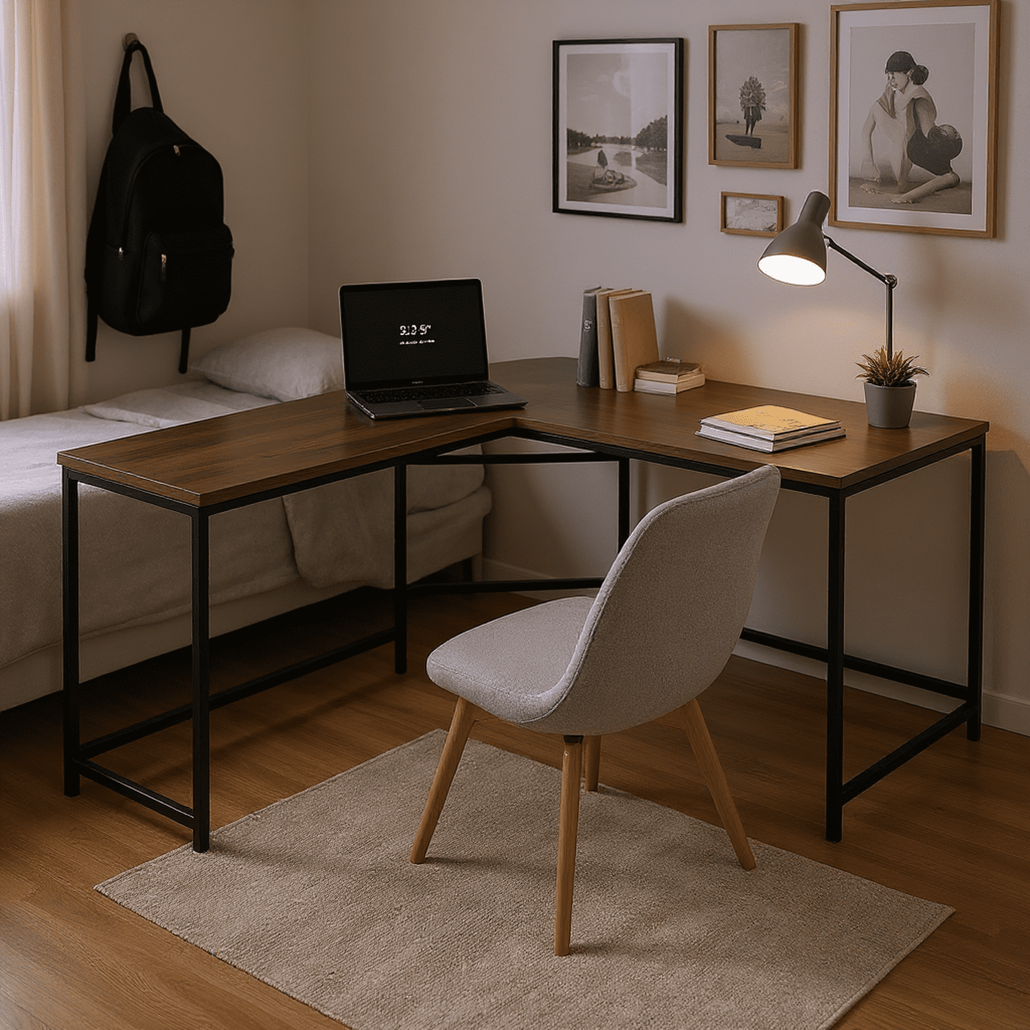 Homy Casa L-Shaped Writing Desk, Corner Computer Table for Home Office, Dorm, or Study Room