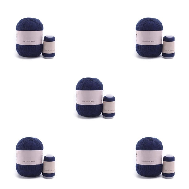 Bewildely 50g 20g Juego de bolas de hilo de tejer Gorro Calcetines Mantas Kit de hilo de ganchillo Accesorio de costura Azul Flor negra Flor Azul Negro 5Conjunto