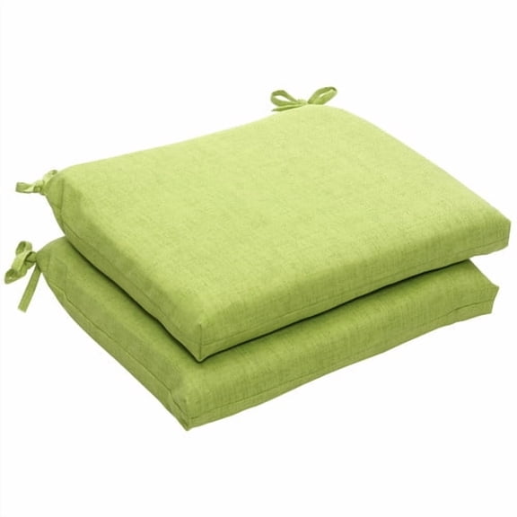 Pillow Perfect Outdoor/ Indoor Baja Lime Green Squared Corners Seat Cushion (Set of 2)