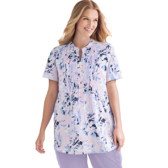 Woman Within Plus Size Pintucked Half-Button Tunic