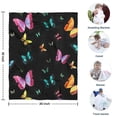 thumbnail image 4 of Black Pink Blue Butterfly Pattern Blanket,Comfortable Soft Lamb Wool Throw Blanket,All Season,Warm Lightweight Blankets for Sofa Bed Couch Living Room Chair,30"x40", 4 of 4
