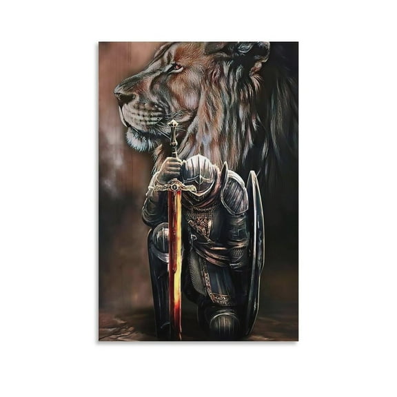 Lamb of God, Judah Lion Warrior Art Wall Decoration Posters-gigapixel-scale-4x Canvas Wall Art Prints for Wall Decor Room Decor Bedroom Decor Gifts