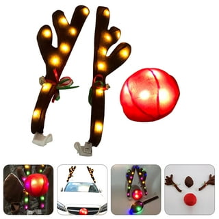 Angooni Reindeer Car Set, Rudolph Decorative Car, Reindeer Costume with  Tail for Car, Truck, Van and SUV