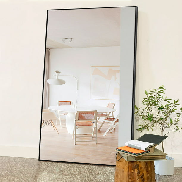 Neutype 71 X 32 Black Floor Mirror, Oversized Frameless Floor Mirror