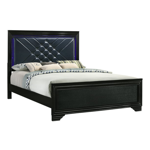 Penelope Queen Bed With Led Lighting, Black Bling Bed Frame