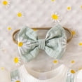 thumbnail image 6 of mgoYE Baby Girl Clothes Summer Newborn Daisy Bow Ruffle Short Sleeve Romper Jumpsuit Onesie Cute Infant Spring Outfit(Green,1-3 Months), 6 of 9