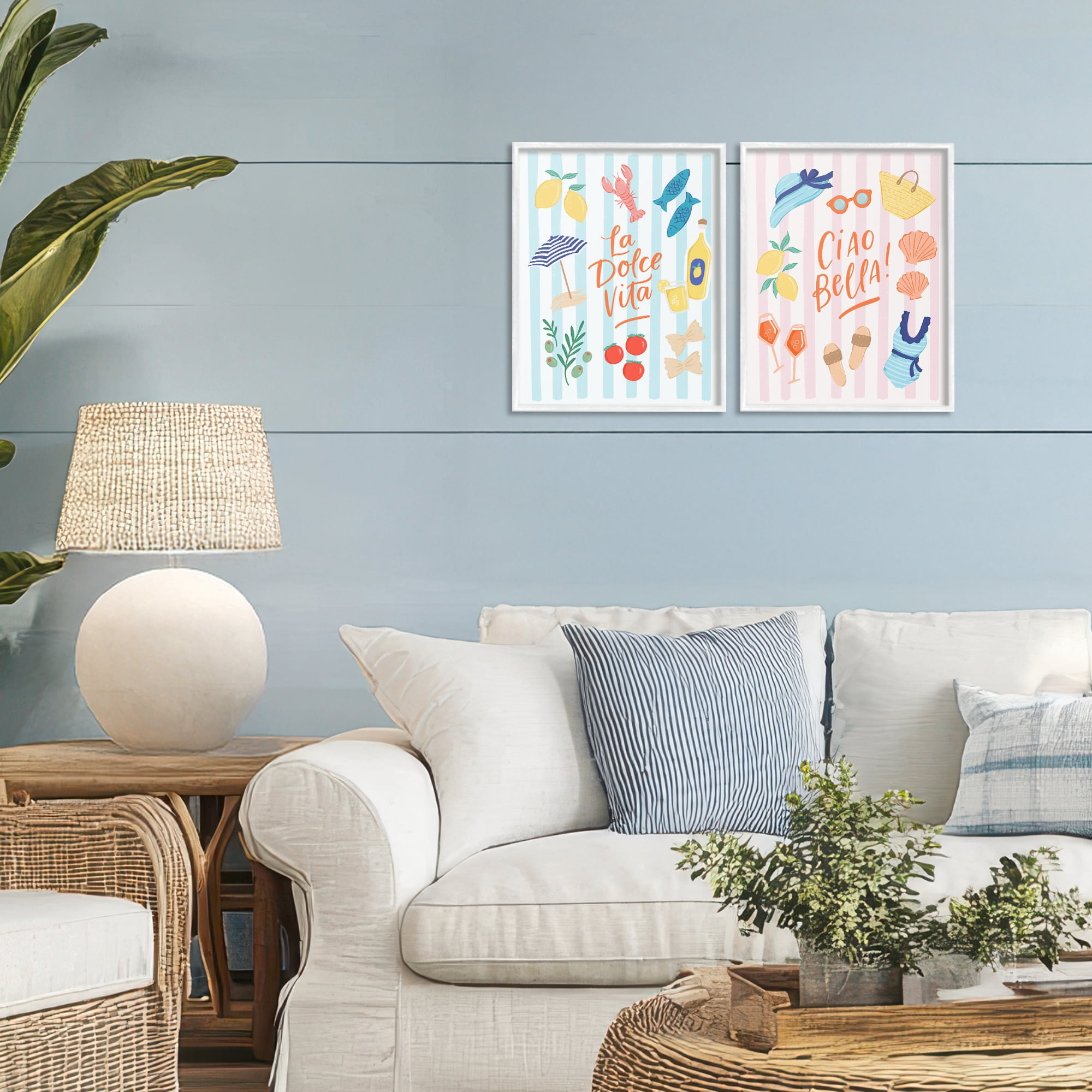 Stupell Industries Summer Italian Vacation 2 Piece White Framed Giclee Art Set, design by Sandra Picco
