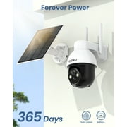 AOSU Solar Security Camera Wireless WiFi, 2K Outdoor Camera for home security,Auto Tracking ,Smart Siren Spotlights, works with Alexa/Google Assistant