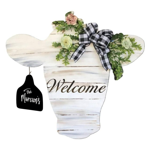 Cow Head Sign, Cow Head Door Hanger, Sign Porch Decor