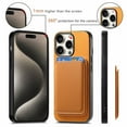 thumbnail image 4 of Wallet Case for iPhone 16 Plus, Classic PU Leather Removable Magnetic Card Back Slot Anti-falling Anti-drop Shockproof Protective Phone Case Cover for iPhone 16 Plus, Yellow, 4 of 11