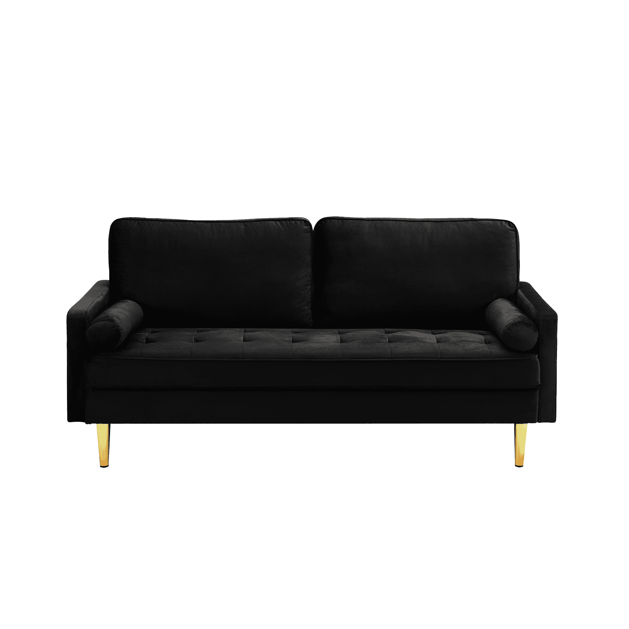 65" Velvet Upholstered Small Loveseat Couch, 2 Seater Sofa with Pine Wood Frame, Comfortable Loveseat with High-Density Sponge for Living Room, Black
