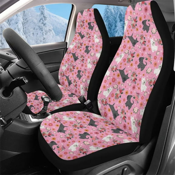 Garronmavis Dogs Fuzzy Car Seat Covers Women's Car Seat Stretchable Vehicle Interior Decor Seats Covers
