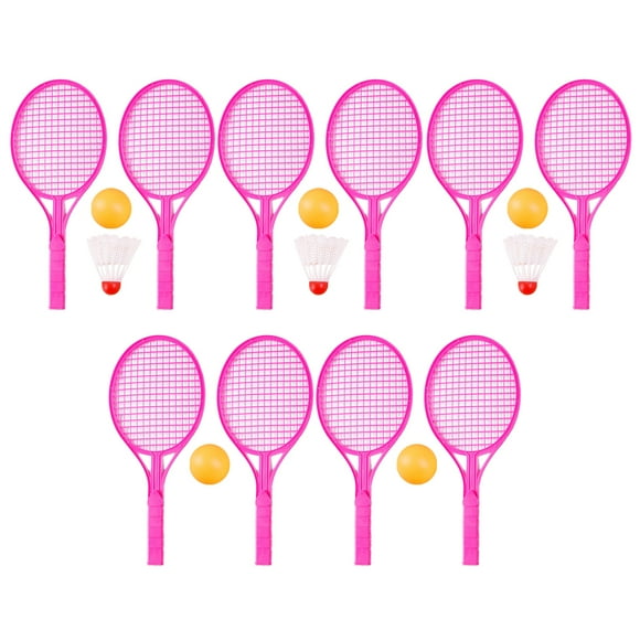 KAKOWELY Ensemble de 5 Jouets de Badminton Jouets de Raquette de Tennis Jouets de Tennis de Table Jouets d'Entraînement pour Débutants Sports de Plein Air Loisirs Ensemble de Badminton pour Jouer Dehors Couleur Aléatoire