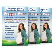 Thre Lollies Preggie Pops, Morning Sickness During Pregnancy, Safe for pregnant Mom & Baby, Gluten Free, 7 Flavors: Lemon, Raspberry, Peppermint & More, 7 Count, Pack of 3