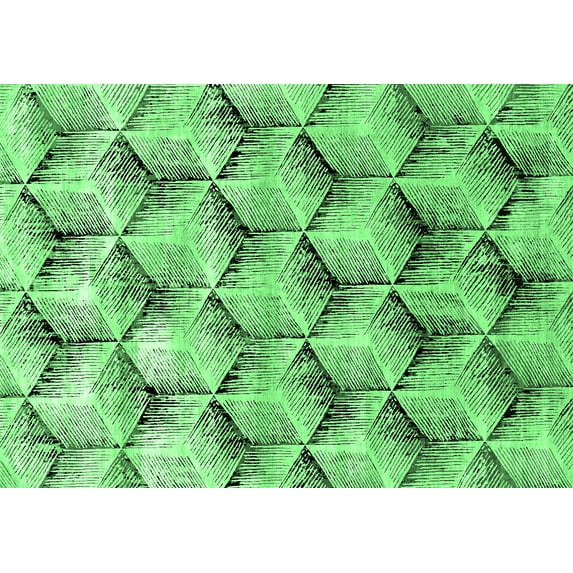 Ahgly Company Indoor Rectangle Oriental Emerald Green Industrial Area Rugs, 8' x 12'