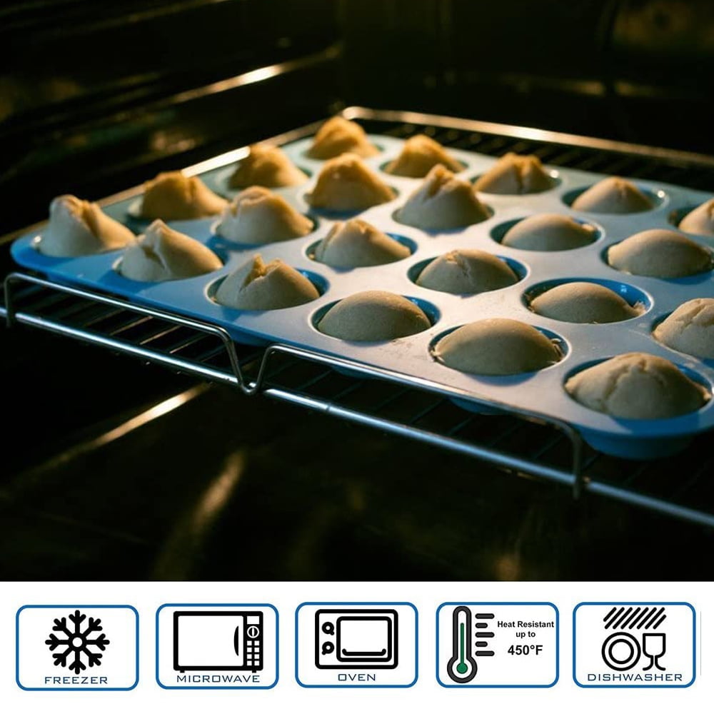 Silicone Mini Muffin Pans Set of 3 - BPA Free, Dishwasher Safe, Jumbo &  Standard Molds - 13.27 L x 10.24 W - Ideal for Homemade Muffins, Cupcakes