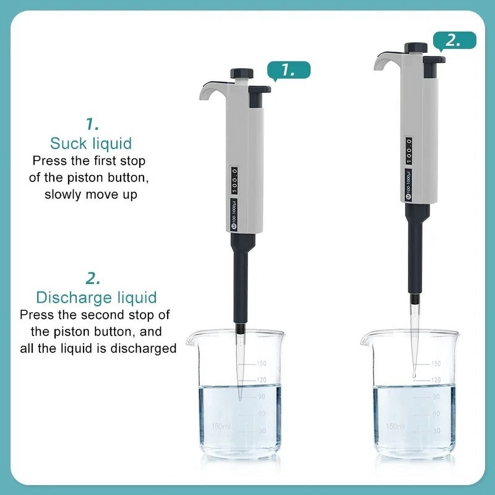 Micropipette Laboratory Automatic Pipette Digital Adjustable Plastic Pipette Chemistry Lab Equipment With Pipette Tips ,Precision & Accuracy