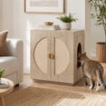 thumbnail image 5 of Unipaws Extra Large Cat Litter Box Enclosure, Tall Wooden Cabinet with Charging Station for Self-Cleaning and Automatic Litter Boxes, Dog Proof Hidden Cat House for Top Entry Litter Box, Weathered Gr, 5 of 7