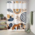 thumbnail image 6 of No Hook Shower Curtain, Brown Nave Blue Boho Shower Curtains for Bathroom with See Through Top Window, Modern Geometric Botanical Waterproof & Washable Bath Curtain 60"x72", 6 of 9