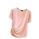 thumbnail image 2 of Blusa de pijama de manga corta para mujer, lisa, informal, a la moda, con cuello regular, de manga corta, pijama para mujer, 2 of 3