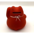 thumbnail image 4 of Coinbank Red Maneki neko Japanese Ceramic Lucky cat Marumaru Roundish Good Luck Banko ware Health luck Made in Japan, 4 of 5