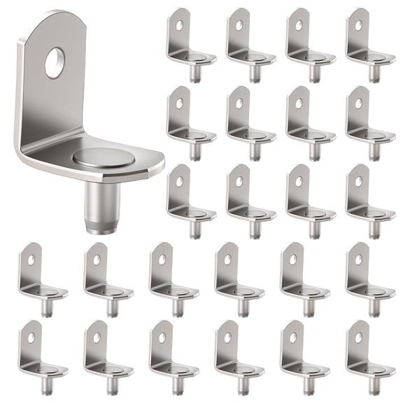 WellMade 3/16" 25 Pack 5mm Shelf Pins,L-Shaped Plated Shelf Support Pegs,with hole bracket for bookshelf cabinet wardrobe