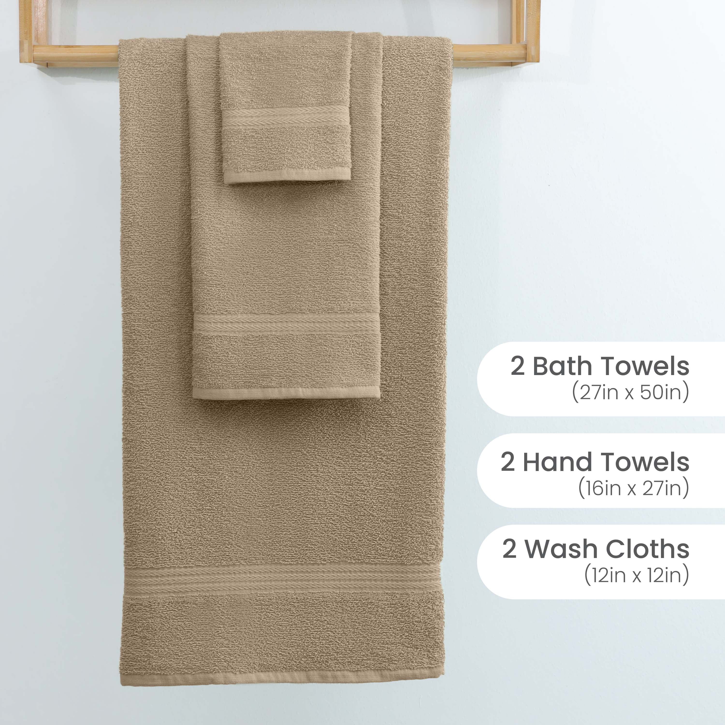 Martex Easy Living 6-Piece Cotton Towel Set, Soft & Quick-Dry Towels, Beige