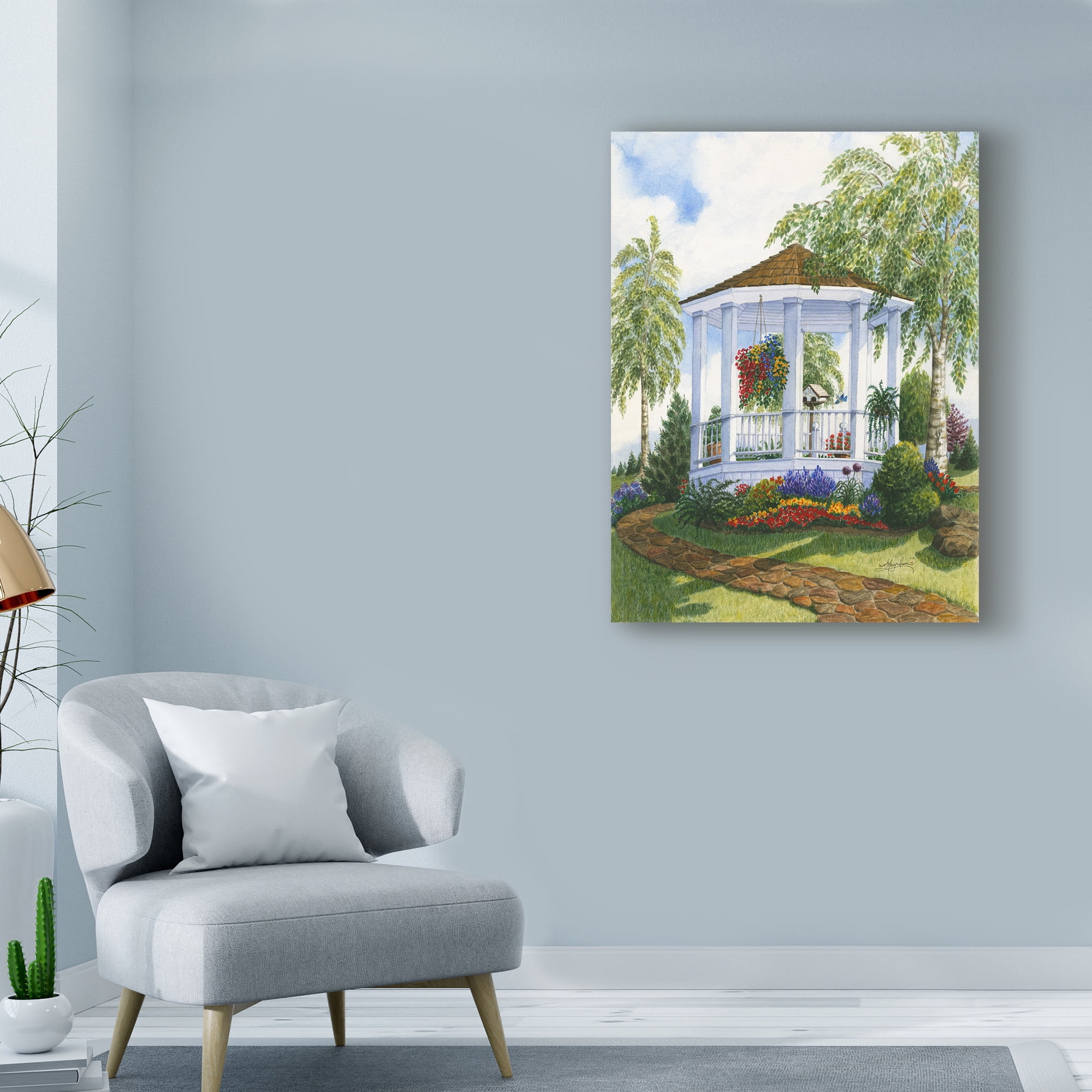 Trademark Fine Art 'Garden Gazebo' Canvas Art by Mary Irwin