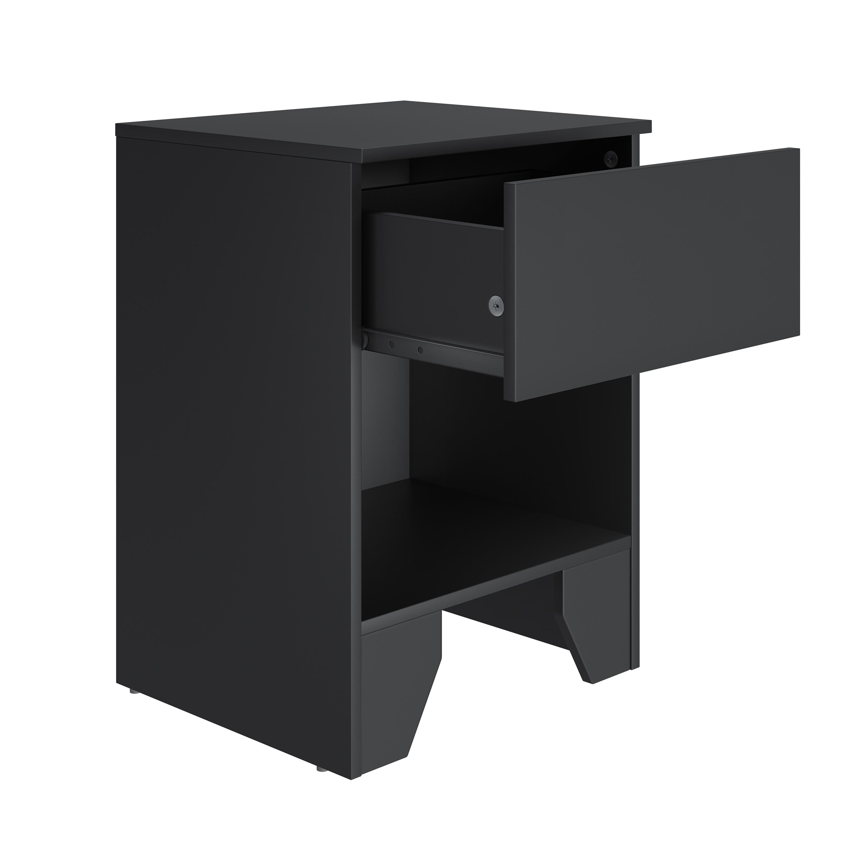 Boyd Sleep Anzio Black Nightstand with Smooth Glide Drawer - Bedroom Side Table With Storage