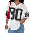 thumbnail image 2 of Women'S Oversized Jersey Summer Tops Graphic Tees Y2k Streetwear Short Sleeve Shirts White M, 2 of 9