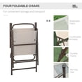 thumbnail image 5 of Resenkos 6 Pieces Patio Dining Set, Four Chairs, A Round Glass Table, Umbrella, Steel, Mesh, Glass, Beige, 5 of 11