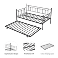 thumbnail image 3 of Metal Daybed with Pop Up Trundle Bed, Vintage Sofa Bed,No Box Spring Needed,Heavy-duty Metal Platform Bed For Bedroom Living Room, 3 of 7