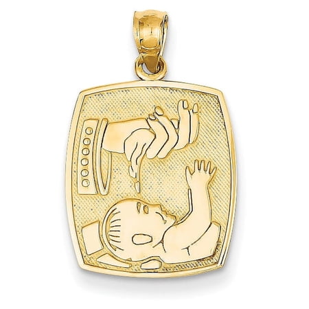 Beautiful 14K Satin / Polished Baptism Pendant