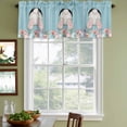 thumbnail image 5 of 2 Panels Easter Bunny Valance for Windows, Colorful Eggs Cute Rabbit Blue Country Wooden Light Filtering Kitchen Curtains, Rod Pocket Window Treatment Curtain Valances for Living Room, 60"x18", 5 of 9