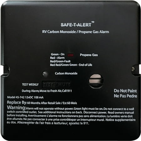 MTI Industries Safe-T-Alert 45 Series Flush Mount Dual RV Carbon Monoxide & Propane (Best Rv Heater Propane)
