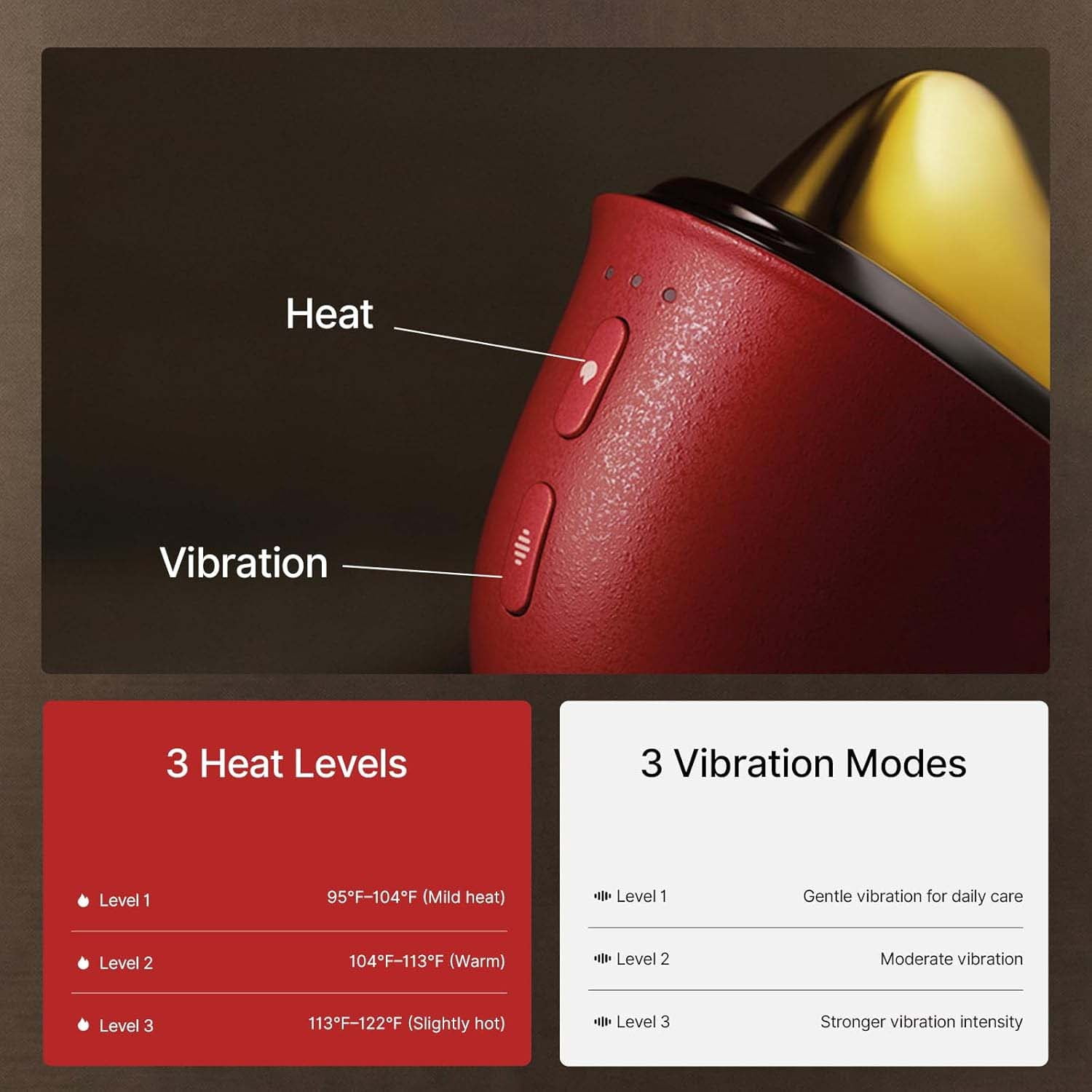 Electric Gua Sha Facial Massager with Red Light Therapy, Heat & Vibration - Brass Skin Care Tool