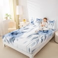 thumbnail image 4 of jejeloiu Blue Flower Floral Twin Sheet Sets,Gray Leaves Twin Fitted Sheet,Modern Minimalsit Aesthetic Flat Sheet For Girls,Super Cozy Room Decor,3pcs, 4 of 7