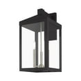 thumbnail image 3 of Beaumont Lane Transitional 3-Light Brass & Glass Outdoor Wall Lantern in Black, 3 of 13