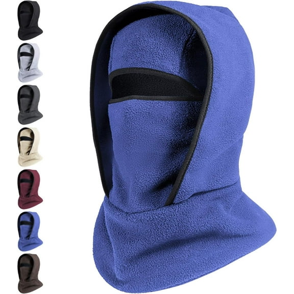 Wool Winter Hat and Scarf with Mask Neckband Integrated Cycling Windproof Fleece-Lined Balaclava for Sports Ski