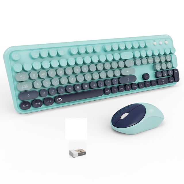 Combinación de teclado y ratón inalámbricos estilo máquina de escribir FOPETT
