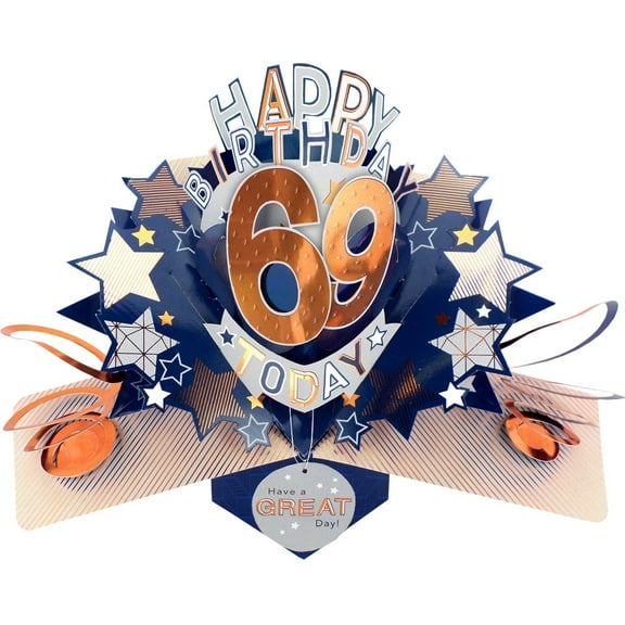 Happy 69th Birthday 69 Today Pop-Up Greeting Card Love Kate's Pop Up Cards Him