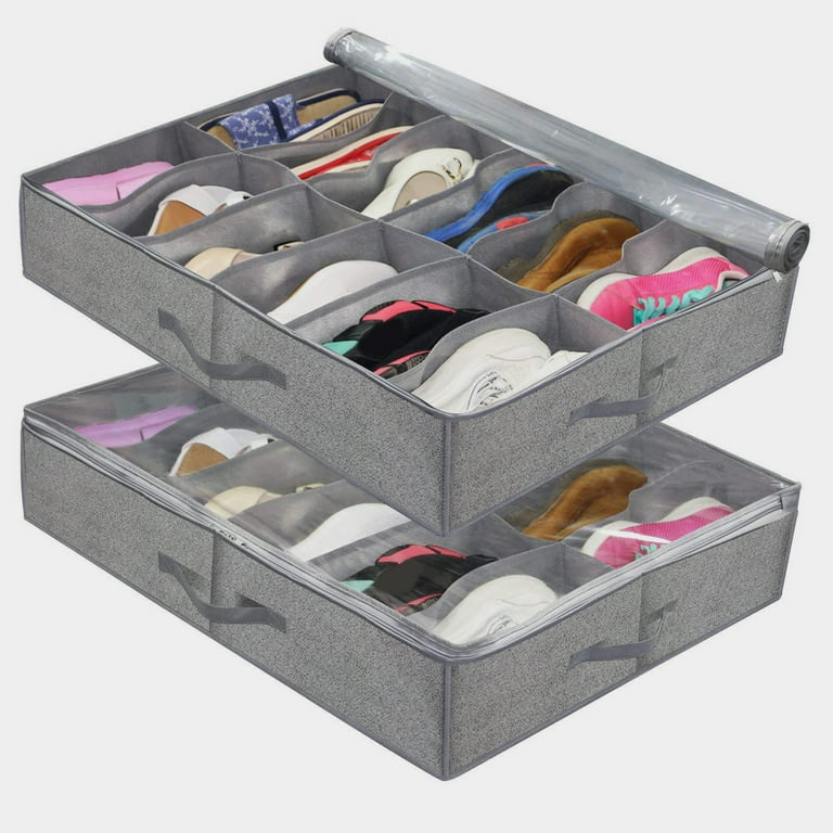 Cheers US Extra Large Under Bed Shoe Storage Organizer Underbed Storage Solution Fits Men s and Women s Shoes High Heels and Sneakers
