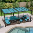 thumbnail image 3 of PURPLE LEAF Pergola 10' x 18' Outdoor Retractable Pergola Pavilion Grape Trellis Patio Pergola with Sun Shade Canopy, Turquoise Blue, 3 of 12
