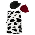thumbnail image 4 of YiZYiF Mens Cowboy Costume Halloween Cosplay Cow Print Vest Waistcoat with Scarf Hat Hippie Clothes White M, 4 of 5