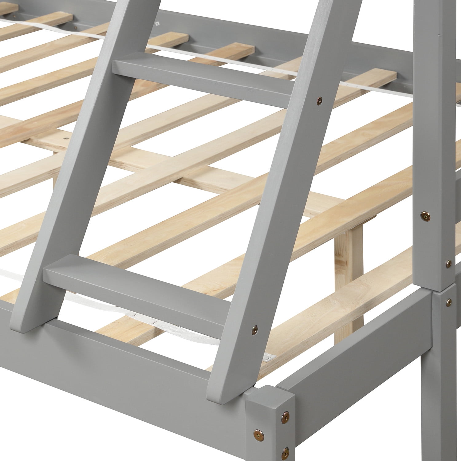 Lowestbest Solid Wood Twin-Over-Full Bunk Beds with Ladder, Gray Lowestbest Solid Wood Twin-Over-Full Bunk Beds with Ladder, Gray