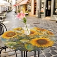 thumbnail image 6 of Sunflower Round Tablecloth for 36-44 Inch Tables, Fitted Table Cover with Elastic Edge, Botanical Summer Floral Watercolor Waterproof Outdoor Table Cloth Protector for Patio Garden Dinner Picnic, 6 of 9