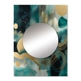 thumbnail image 2 of Designart "Contour Circles in Vivid Emerald and Gold III" Abstract Shapes Mirror Wall Decor - Modern Gold Abstract Mirror Wall Art For Bathroom - 32" x 24" Inch, 2 of 5