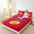 thumbnail image 4 of Feelyou American Sports Lover Full Size Sheets, Est Sleep Football Bed Sheets, Red Gold Abstract Line Sheet Sets, Super Cozy Room Decor, 4 Pieces, 4 of 7