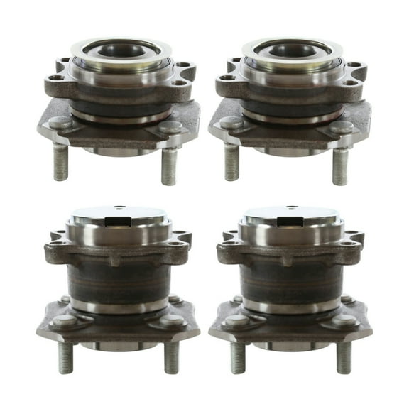 AutoShack Front & Rear Hub Bearing Assemblies for Nissan, Sentra 2007-2012, FWD L4 2.0L - With ABS, 4-Lug